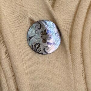Anthropologie Abalone buttons cardigan 100% cotton cream color